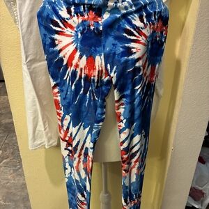 LuLaRoe Starburst Leggings - Blue, Red, White